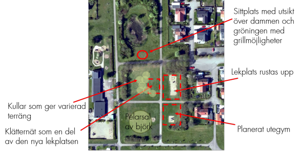 Karta över Dubbeldammarna och gröningen i Bara. Foto.